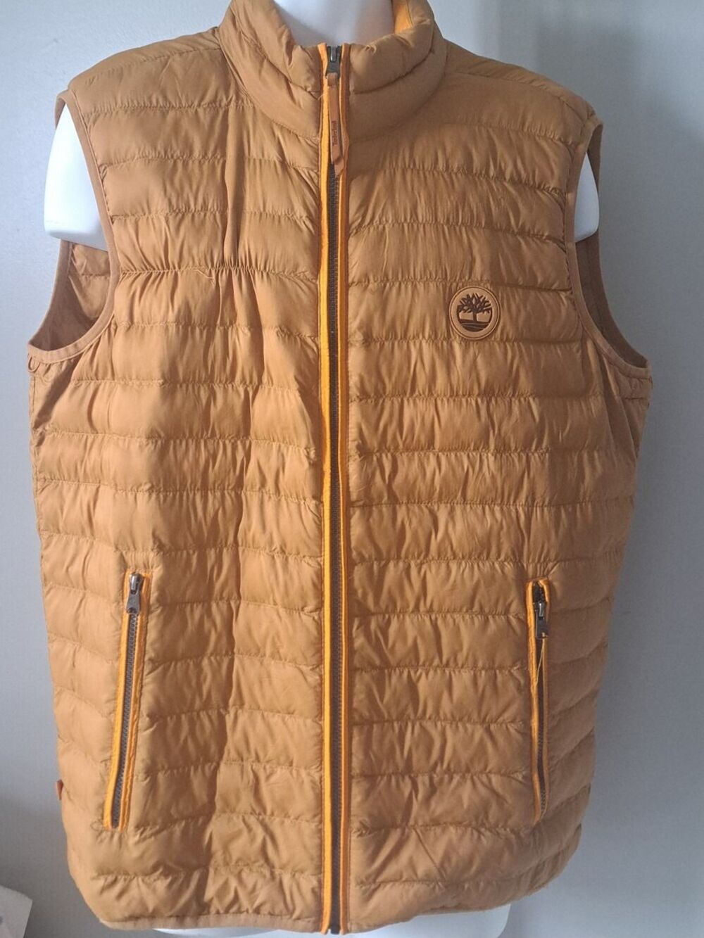 Timberland Men's Tan Quilted Compatible Layering Vest Lightweight Packable Sz LG